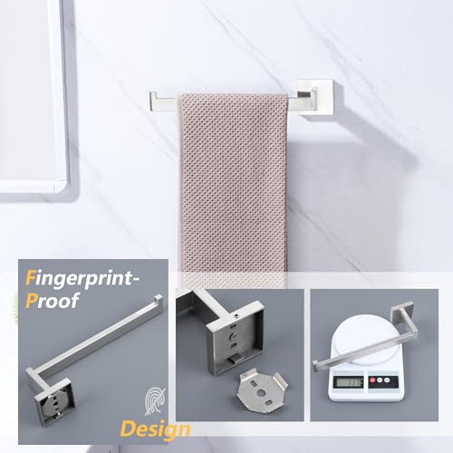 LANC Left Side Bathroom Hand Towel Holder Brushed Nickel Hand Towel Bar 10 Inche Square Towel Ring for Kitchen Bathroom Wall Mount Stainless Steel Modern Towel Racks Hanger, A8806BN-LF - color: Brushed Nickel, size: 1 Pack(Left Hand)