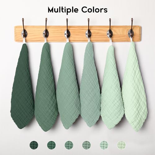 Unnivoll Muslin Burp Cloths Baby 12''X12'', Baby Washcloths 6 Pack, 100% Cotton Baby Wash Cloths Absorbent and Soft for Newborn Infants Kids Boys Girls - Gradient Green - color: Gradient Green