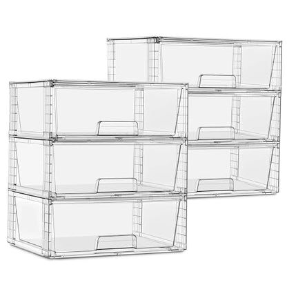 Sorbus Stackable Clear Storage Drawers, Pull-Out Organizer Bins - Large Plastic Drawer Organizers for Bathroom, under Sink, Closet, Pantry & Kitchen Organization (6 Pack) - size: 6 Pack