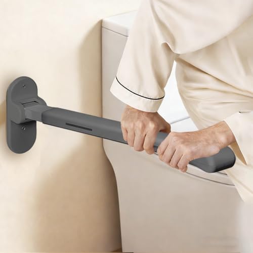 SPECILITE Flip-Up Toilet Grab Bar - 445lb Heavy Duty Support for Bathroom | Waterproof & Non-Slip Safety Rail, Wall-Mounted Handrail with Night Glow Strips, for Seniors, Elderly, Handicap & Pregnant