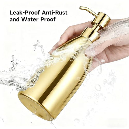 304 Stainless Steel Soap Dispenser 16oz Rust-Proof Liquid Soap Pump Bottle for Kitchen or Bathroom Countertop Hand Dish Lotion Leak-Proof (Polished Gold) - color: Polished Gold
