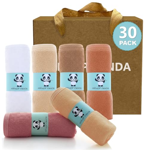 HIPHOP PANDA Soft Baby Washcloths, 2-Layer, 30 Pack Newborn Gift Set | Rayon Made from Bamboo | Absorbent Reusable Wipes for Delicate Skin | Newborn Gift Set | Registry Ready | Blush and Mocha - color: Blush and Mocha, size: 10x10 Inch - 30 Pack Gift Box