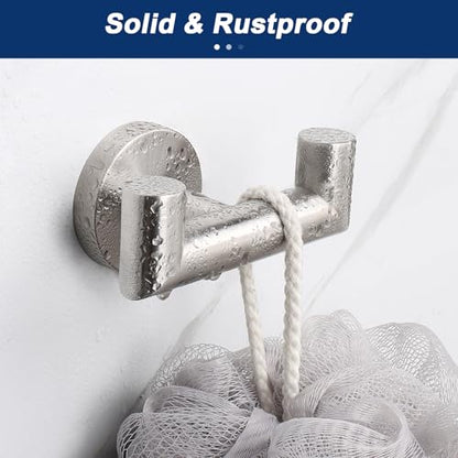 NearMoon Bathroom Double Towel Hook- SUS304 Stainless Steel Robe Towel Holder, Heavy Duty Double Coat Hook for Bathroom Livingroom Kitchen Wall Mounted (Brushed Nickel-U, 2 Pack) - style: Brushed Nickel-U