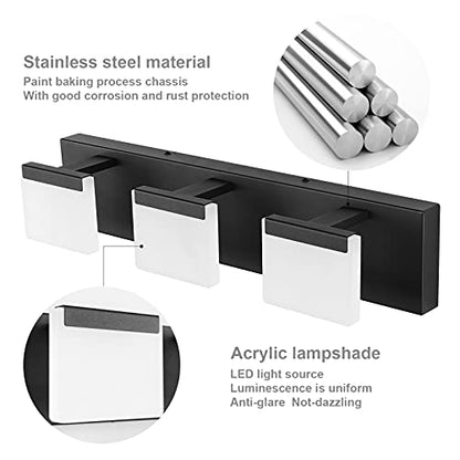 Ralbay LED Modern Black Vanity Light 3 Light Acrylic Matte Black Bathroom Vanity Wall Light Modern Black Bathroom Vanity Lighting Fixtures - color: Black, size: 3-Light
