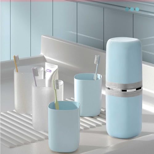 Toothbrush Travel Case Portable Travel Toothbrush Holder, Large Travel Toothbrush Cup for School, Camping, Business Trip, Bathroom, Cruise (Light Blue) - color: Light Blue