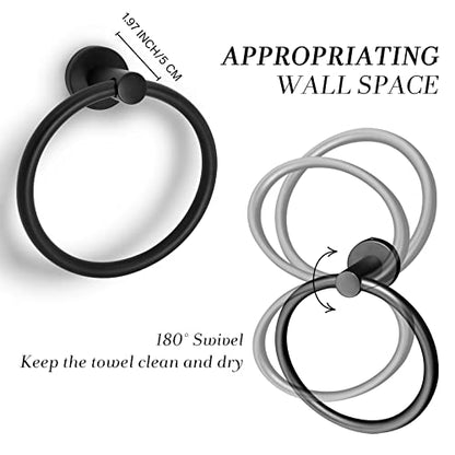 Black Towel Ring，Hand Towel Holder for Bathroom Wall Mounted，Bathroom Towel Holder,Bathroom Towel-Racks,Bathroom Hardware Simple Round Towel Hanger Stainless Steel (Black - 2 Pack) - color: Matte Black - 2 Pack