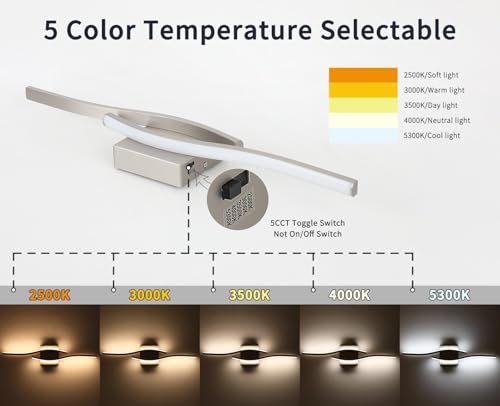 Joossnwell Brushed Nickel Bathroom Vanity Lights Fixtures Over Mirror 5CCT Dimmable Bathroom Light Fixture Modern Vanity Lighting Bar Led Bath Vanity Light 23 Inch Wall Lamp - color: Brushed Nickel, size: 23 inch long