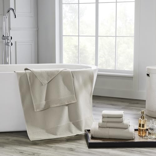 Modern Threads Waffle-Rib 6-Piece Towel Set – Premium Cotton Bath Towels, Ultra-Absorbent & Soft, Elegant Waffle Texture for Bathroom & Spa, Taupe - color: Taupe