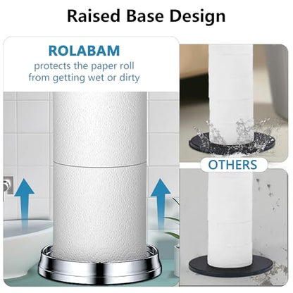 ROLABAM Toilet Paper Holder Stand with Reserve Function, Free Standing Toilet Paper Holder for Bathroom, Space Toilet 4 Rolls Toilet Paper Storage 22.5" Height (2 Pack, Chrome) - color: Poilshed Chrome-2pcs
