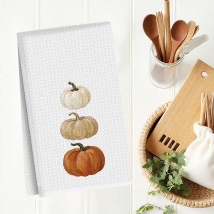 Fall Pumpkin Kitchen Towels Farmhouse Fall Bathroom Decor 1 | Autumn Thanksgiving Pumpkin Decorations, Dish Towels Hand Towel Tea Towel, Waffle Weave Microfiber, Quick Dry, Absorbent