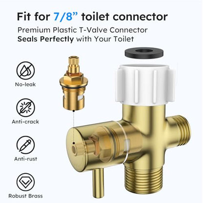 Arofa Handheld Bidet Sprayer, Bidet Attachment for Toilet, Brushed Gold | Adjustabel Water Pressure, Leak-Free Hose, Fits Two-Piece Toilets, Feminine/Baby/Pet Wash, Cloth Diaper Rinse, Easy Install - color: Gold, size: 1 Pack
