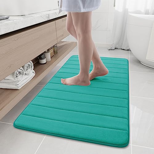 Buganda Memory Foam Bath Mat, 47" x 24", Ultra Soft Bathroom Rugs, Water Absorbent and Machine Washable Bath Rug Runner for Bathroom, Shower, and Tub, Teal - color: Teal, size: 47" X 24"