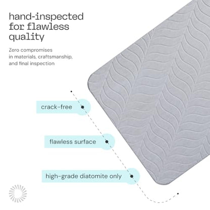 Deepstone Diatomite Stone Dish Drying Mat – Fast-Drying Natural Diatomaceous Earth Kitchen Countertop Drying Board – Super Absorbent & Non-Slip, 16 x 12 in (Gray) - color: Gray