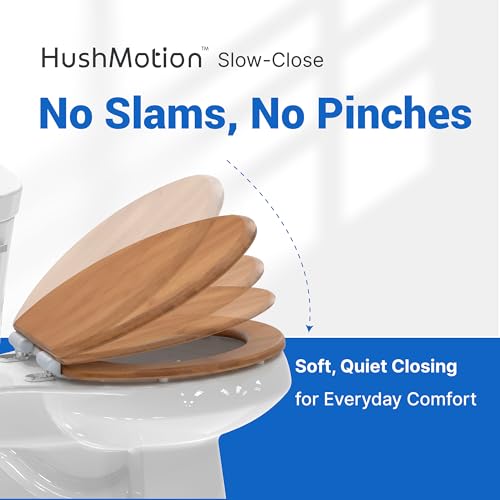 Bamboo Toilet Seat Elongated, Soft Close | Magnetic Quick-Release for Easy Cleaning, Arch-Tite Never Loosens, Adjustable Fit - size: Elongated