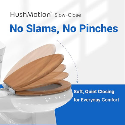 Bamboo Toilet Seat Elongated, Soft Close | Magnetic Quick-Release for Easy Cleaning, Arch-Tite Never Loosens, Adjustable Fit - size: Elongated