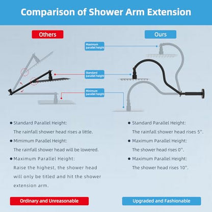 Hibbent All Metal Upgraded 18'' Shower Head Extension Arm, Shower Arm with Flange, Brass Flexible Height & Angle Adjustable Shower Extender with Lock Joint, Universal Connection, Oil Rubbed Bronze - color: Oil Rubbed Bronze