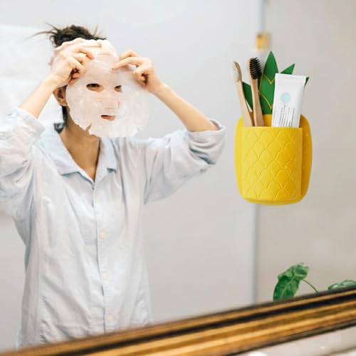 Pineapple Bathroom Toothbrush Holder – Silicone Wall Mounted Tooth Brush Suction Cup Organizer for Toothpaste, 1 Pack Shower Accessories with Cute Design
