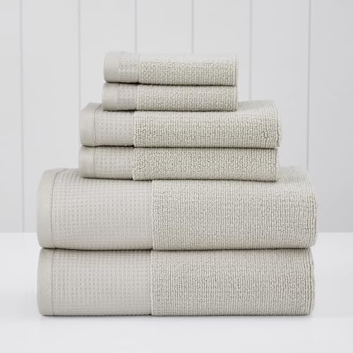 Modern Threads Waffle-Rib 6-Piece Towel Set – Premium Cotton Bath Towels, Ultra-Absorbent & Soft, Elegant Waffle Texture for Bathroom & Spa, Taupe - color: Taupe