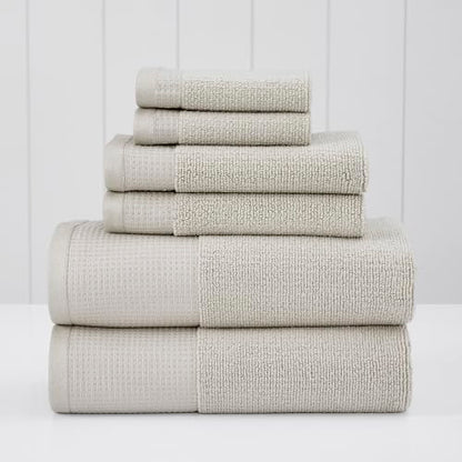 Modern Threads Waffle-Rib 6-Piece Towel Set – Premium Cotton Bath Towels, Ultra-Absorbent & Soft, Elegant Waffle Texture for Bathroom & Spa, Taupe - color: Taupe