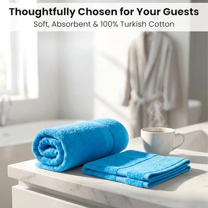 SALBAKOS 100% Turkish Cotton Bathroom Towel Set of 6-Piece, Aqua | 630 Gsm Thick Super Soft Highly Absorbent 2 Bath + 2 Hand + 2 Washcloth Towels Sets, Giftable, Hotel Quality, Made in Turkey - color: Aqua, size: 6 Piece Towel Set