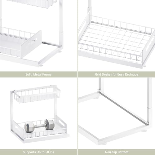 Under Sink Organizer and Storage, Slide Out Cabinet Organizer, Pull Out Sink Shelf for Kitchen Bathroom Laundry, 1 Pack White