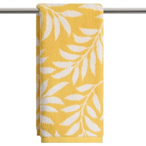 Artoid Mode 1 Pc Beige Yellow Leaves Jacquard Hand Towels for Bathroom, 100% Cotton Soft Absorbent Bathroom Decor Towels, 13.7 x 29.5 Inch - color: Beige/Yellow, size: 13.7" x 29.5", 1PC