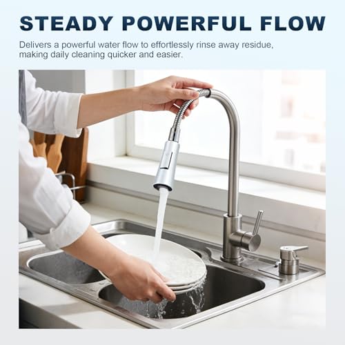 Durable Lightweight Kitchen Faucet Head Replacement, 13/16" Male Thread Pull Down Sink Sprayer Nozzle, 2-Mode High Pressure Anti-Clog Faucet Part, Pull Down Kitchen Faucet Spray Head，Chrome - color: 3-Function Spray Head - Chrome