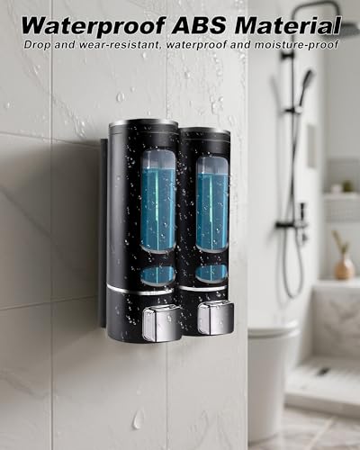 Shampoo and Conditioner Dispenser - 800ML Wall-Mounted Shower Shampoo Dispenser No Drill Body Wash Soap Dispenser for Shower, Bathroom, Hotel (2 Chamber) - size: 800ML