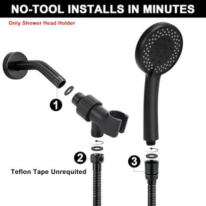 NearMoon Adjustable Shower Arm Mount- with Universal Wall Hook Bracket and Brass Pivot Ball, Shower Head Holder for Hand Held Showerheads (Matte Black) - color: Matte Black