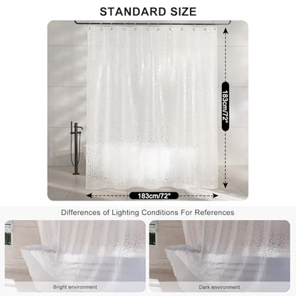 AmazerBath Heavy Duty Shower Curtain Liner, 100% EVA Clear Shower Curtain and Liner 2-in-1, 72x72 Luxury Plastic Weighted Bathroom Cobble Shower Liner, 12 Rustproof Grommets & 3 Heavyweight Stones - color: Rainbow Cobble, size: 72"W x 72"L (Pack of 1)