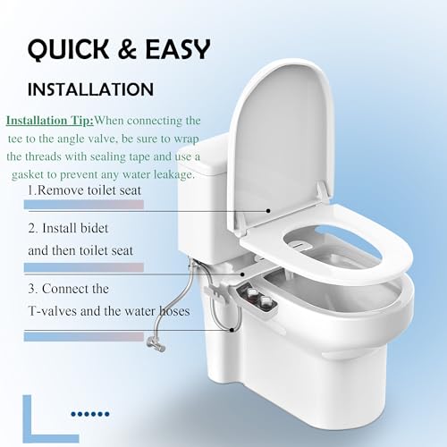 Non-Electric Hot and Cold Water Bidet Attachment Warm & Cold Dual Water Sprayer for Toilet with Self-Cleaning Nozzle, Adjustable Pressure, Front & Rear Wash Easy Installation (Warm Water Bidet-509)