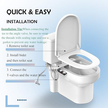 Non-Electric Hot and Cold Water Bidet Attachment Warm & Cold Dual Water Sprayer for Toilet with Self-Cleaning Nozzle, Adjustable Pressure, Front & Rear Wash Easy Installation (Warm Water Bidet-509)