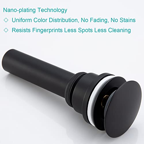 Dual Use Pop Up Drain Stopper, Bathroom Vanity Vessel Sink Stopper, Matte Black, for Basin with or Without Overflow Hole - color: Matte Black