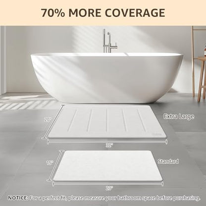 Yolife Stone Bath Mat Large, 32" x 20" Diatomaceous Earth Bath Mat for Bathroom, Super Absorbent Quick Drying Bathroom Stone Mat, Non-Slip Diatomite Shower Mat, Easy to Clean (White Grey) - color: White Grey