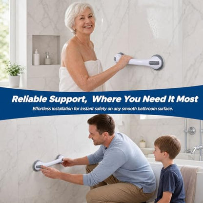 Grab Bars for Showers and Bathtubs 2 Pack, 12 Inch, Yenisyea | Suction Cup Shower Handles for Elderly and Seniors, Heavy Duty Shower Safety Bars for Bathroom Removable No Drill