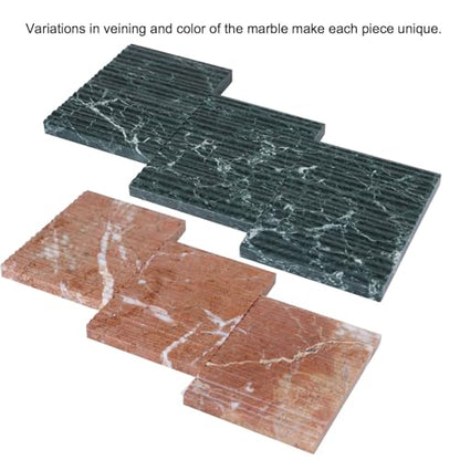 2pcs Marble Soap Dish Set Bar Soap Sponge Holder Tray for Bathroom Kitchen | Real Stone | Multi-Color Set | Non-slip | Hand-made Draining Grooves | Keep Soap Dry | Easy to Clean