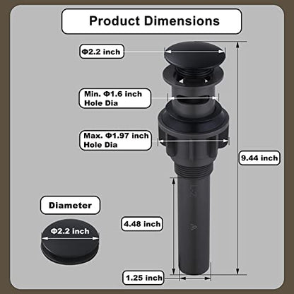 Bathroom Sink Drain, Pop Up Drain Stopper for Bathroom Sink and RV Sink, with Overflow, Matte Black Vessel Sink Drain, Built-in Anti-Clogging Strainer - color: Matte Black, style: Style A: pop up drain