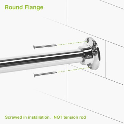 Naiture 304 Stainless Steel 60" Straight Shower Curtain Rod, Chrome | One-Piece Rod, Cut to Fit, Rustproof, Heavy-Duty Zinc Alloy Flange, Permanent Wall Mount, Mounting Hardware Included - color: Chrome, size: 60