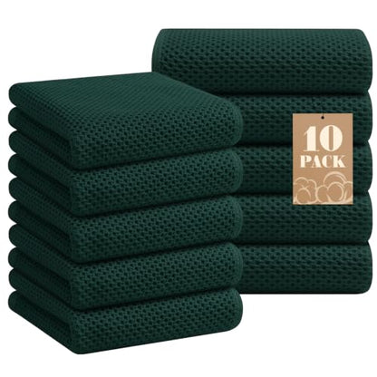 Homaxy 100% Cotton Waffle Weave Kitchen Towels, 10-Pack, Blackish Green | Ultra Soft Absorbent Dish Towels, Quick Drying Cleaning Towels, 13 x 28 Inches - color: Blackish Green, size: 13 x 28 - 10 Pack
