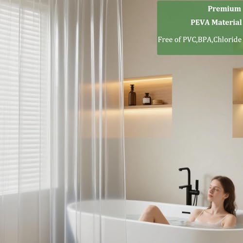Long Shower Curtain Liner,72x75 Inch Length PEVA Clear Plastic Tall Shower Liner with 6 Magnets for Bathroom, Lightweight & Waterproof with Rustproof Grommets - color: 4g-clear, size: 72"W x 75"L (Pack of 1)
