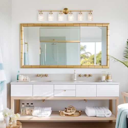 ALICE HOUSE Modern 6-Light Bathroom Vanity Light, 41” Brushed Brass Finish Wall Lighting Fixture Over Mirror for Bathroom, Powder Room, Makeup AL5095-W6 - size: 6 Light