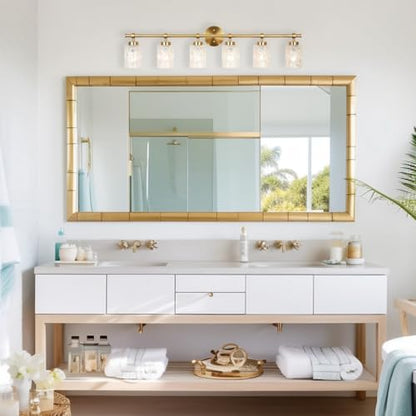 ALICE HOUSE Modern 6-Light Bathroom Vanity Light, 41” Brushed Brass Finish Wall Lighting Fixture Over Mirror for Bathroom, Powder Room, Makeup AL5095-W6 - size: 6 Light