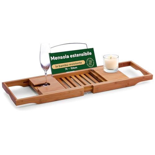 Avilia Extendable Bamboo Bath Tray - Elegant Expandable Bath Tray, Adaptable and Functional, 105 x 22 x 4 cm