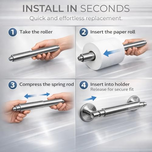Toilet Paper Holder Spring Rod | Toilet Paper Roller Replacement | Standard & 7 Inch Size Toilet Paper Holder Replacement Rod (1, Chrome) - color: Chrome