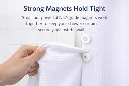 Shower Curtain Magnets – No Splash Shower Curtain Clips | Keeps Curtain Closed to Wall | Strong N52 Magnets | 8 Pairs | by IQ Labs