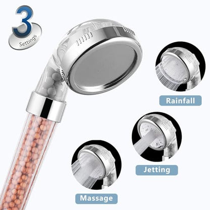 Filtered Handheld Shower Head - High Pressure 3 Spray Setting Showerhead Filter For Hard Water - For Dry Skin & Hair - style: A - Handheld Shower