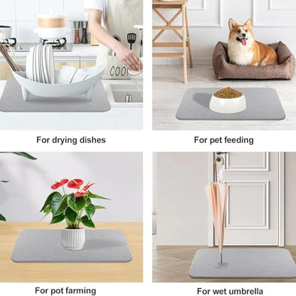 Stone Bath Mat, 2 Pack Diatomaceous Earth Shower Mat, Non-Slip Super Absorbent Quick Drying Bathroom Floor Mat, 24x15, Light Grey - color: Light Grey