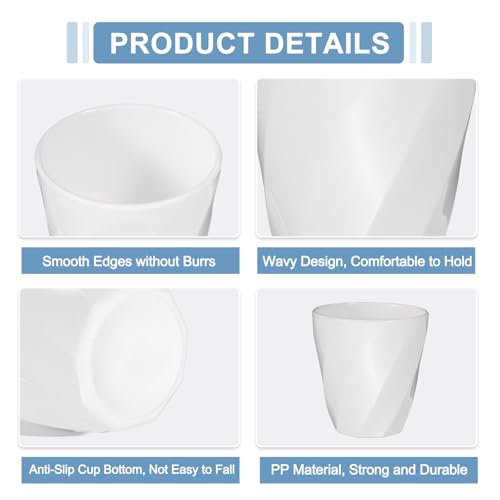 uxcell 4 Pcs Simple Toothbrush Cup, 13.5 OZ Reusable Bathroom Tumbler, 2.2 x 3.5 Unbreakable Plastic Cups for Storing Toothpaste Makeup Brush Holder Water Beverages Combs, White - color: White