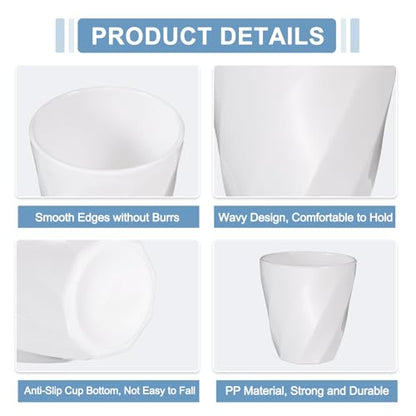 uxcell 4 Pcs Simple Toothbrush Cup, 13.5 OZ Reusable Bathroom Tumbler, 2.2 x 3.5 Unbreakable Plastic Cups for Storing Toothpaste Makeup Brush Holder Water Beverages Combs, White - color: White