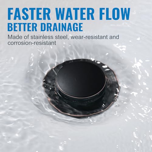Pop Up Sink Drain Without Overflow, Bathroom Sink Drain Vessel Sink Stopper Pop Up Sink Drain Stopper, Pop Up Drain for Bathroom Sink Drain Strainer for Hair Catcher,Oil Rubbed Bronze - color: Oil Rubbed Bronze, style: Without Overflow